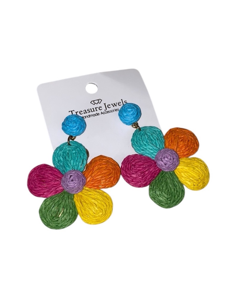 Nwt Treasure Jewels Rainbow Multicolor Floral Earrings 15$